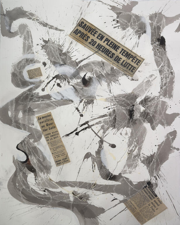 Catalogue raisonné, Jean-Jacques Lebel, Lourd bilan des émeutes de la nuit, circa 1970