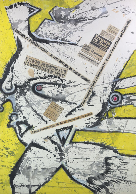 Catalogue raisonné, Jean-Jacques Lebel, Sans titre (A l'entrée du Quartier Latin, les manifestants se taisent) -