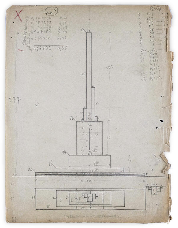 Catalogue raisonné, etienne beothy, Etude pour un monument et calculs