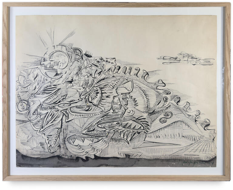 Catalogue raisonné, Jean-Jacques Lebel, Soleil levant (paysage) - 1959