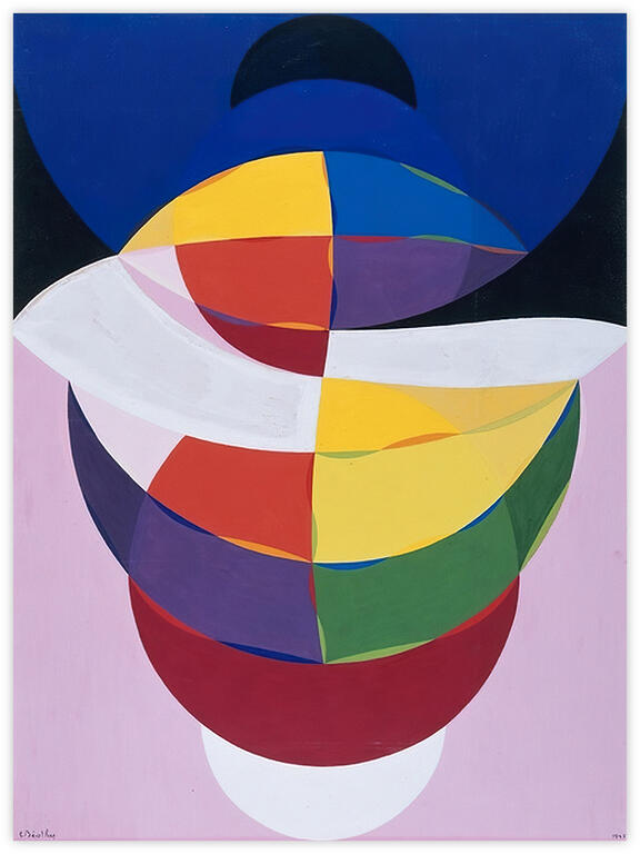 Catalogue raisonné, Etienne Beothy, Gouache sans titre (fond rose) — 1945