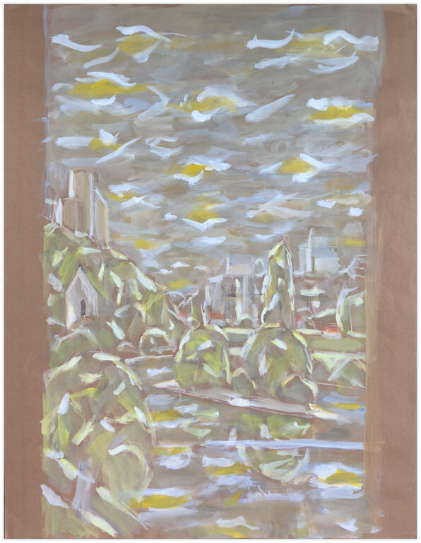 Catalogue raisonné, Hans Seiler, Les deux châteaux (ocre et vert), circa 1985