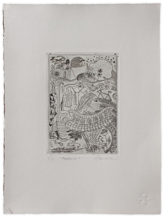 Catalogue raisonné, Henri Baviera, PARASSOL ou RETOUR DE VOYAGE — 1982