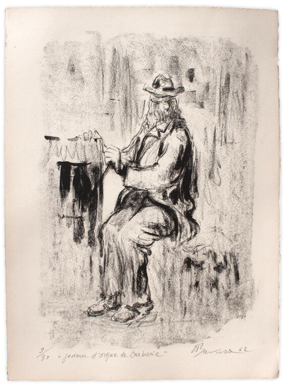 Catalogue raisonné, Henri Baviera, JOUEUR D’ORGUE DE BARBARIE — 1962