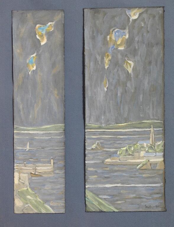 Catalogue raisonné, Hans Seiler, Le port de Tréboul (diptyque bleu), 1978