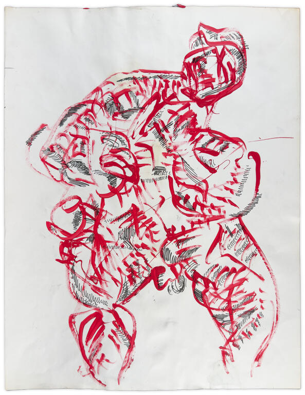 Catalogue raisonné, Jean-Jacques Lebel, Personnage rouge et noir, circa 2020