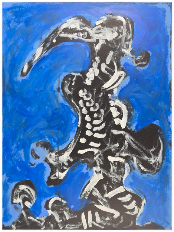 Catalogue raisonné, Jean-Jacques Lebel, Sans titre (fond bleu), circa 2025