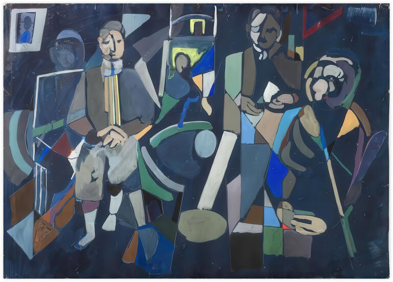 Catalogue raisonné, André Lanskoy, Trois Personnages sur fond bleu, circa 1938-1949