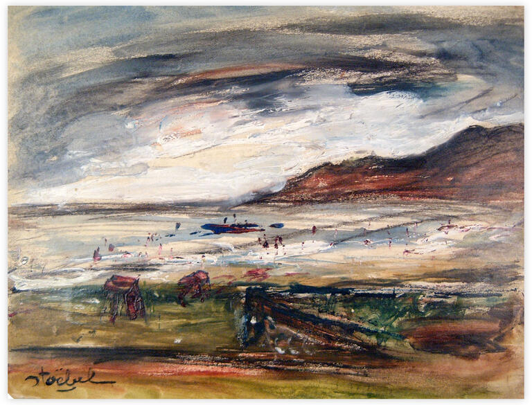 Catalogue raisonné, Edgar Stoëbel, (clairefontaine ?) - landscape - beach scene — 