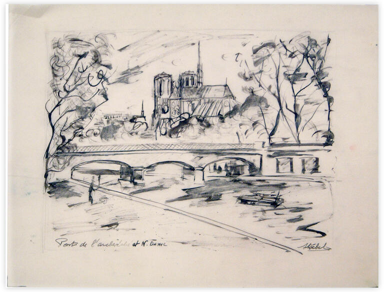 Catalogue raisonné, Edgar Stoëbel, "Pont de l'Archevéché et Nôtre-Dame" - Landscape — 