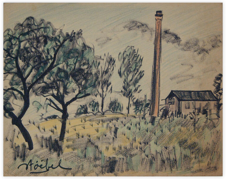 Catalogue raisonné, Edgar Stoëbel, chaleurs aux bois, Loiret 1964 ? - landscape — 