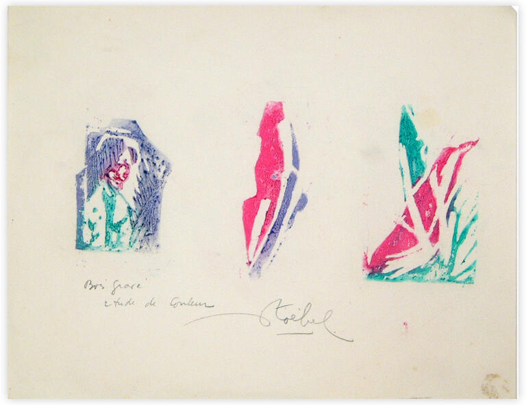 Catalogue raisonné, Edgar Stoëbel, gravure sur bois - étude de couleur - abstract — 