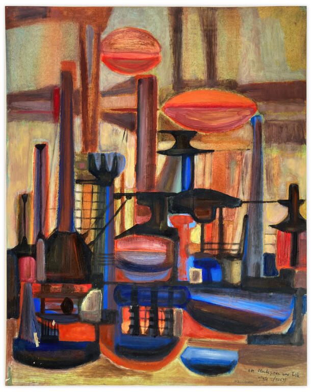 Catalogue raisonné, Henri Maccheroni, Etude pour une toile, Ville imaginaire ou Journal de l’œuvre - 1959