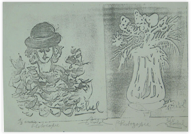 Catalogue raisonné, Edgar Stoëbel, femme aux fleurs 1/3 - nature morte 2/3 — 