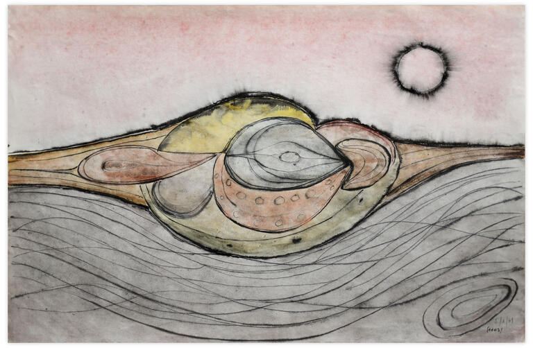 Catalogue raisonné, Henri Maccheroni, Sans titre, Le poisson, le caelacante, Paysage imaginaire - 1961