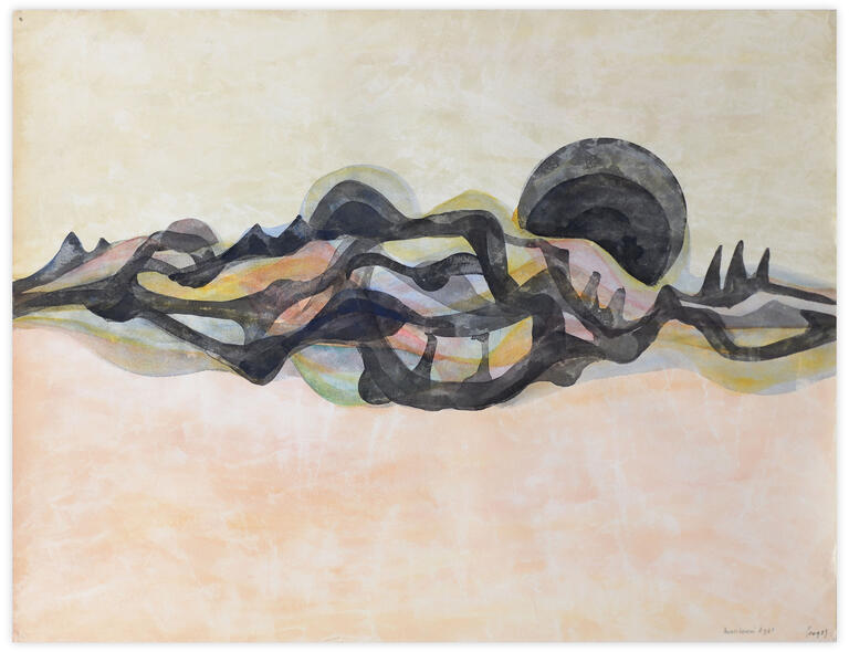 Catalogue raisonné, Henri Maccheroni, Sans titre, Le poisson, le caelacante, Paysage imaginaire - 1961