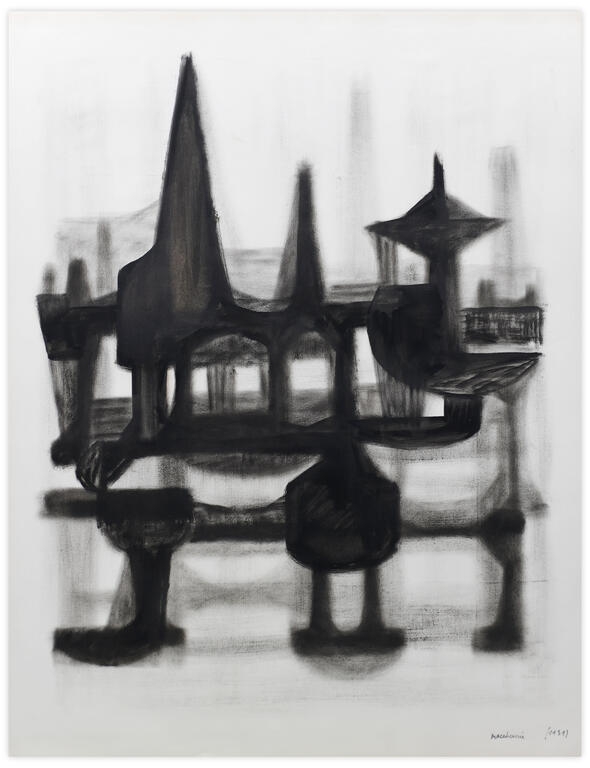 Catalogue raisonné, Henri Maccheroni, Sans titre, Fiction de ville ou Paysage mécanique, Journal de l’œuvre, sans date 