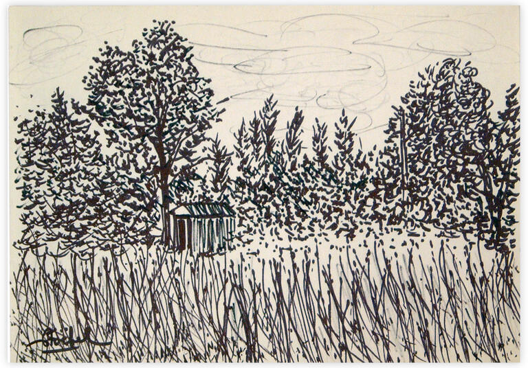 Catalogue raisonné, Edgar Stoëbel, landscape - le cabanon — 