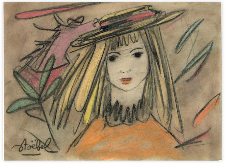 Catalogue raisonné, Edgar Stoëbel, femme au cannotier — 