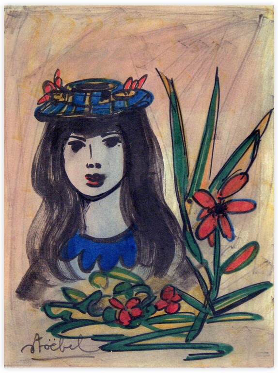 Catalogue raisonné, Edgar Stoëbel, femme et fleurs — 