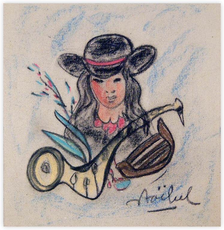 Catalogue raisonné, Edgar Stoëbel, musicienne au chapeau — 