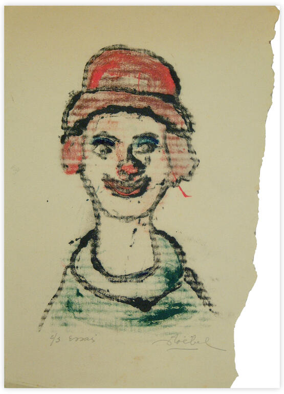 Catalogue raisonné, Edgar Stoëbel, litho 2/3 - essai - femme clown — 