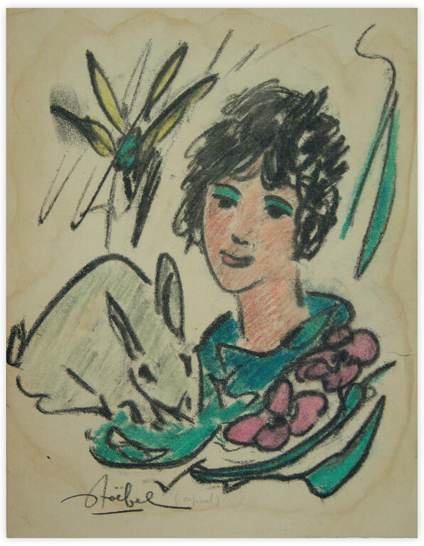 Catalogue raisonné, Edgar Stoëbel, (original) femme au lapin — 