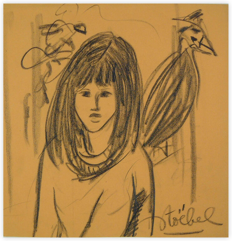 Catalogue raisonné, Edgar Stoëbel, jeune femme et oiseau — 