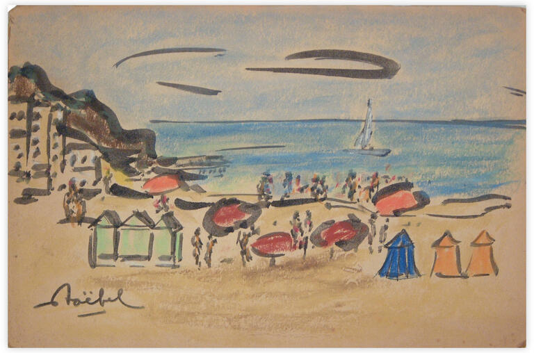 Catalogue raisonné, Edgar Stoëbel, landscape - scène de plage — 