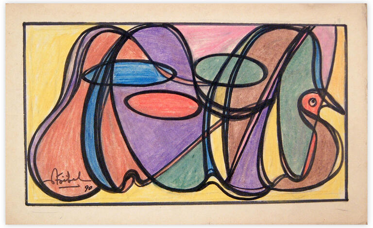Catalogue raisonné, Edgar Stoëbel, abstract - le dindon — 1990