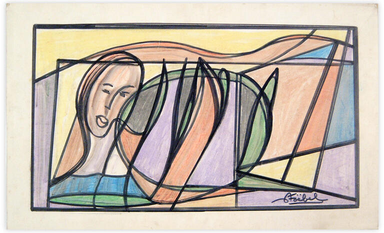 Catalogue raisonné, Edgar Stoëbel, abstract - femme au paysage — 