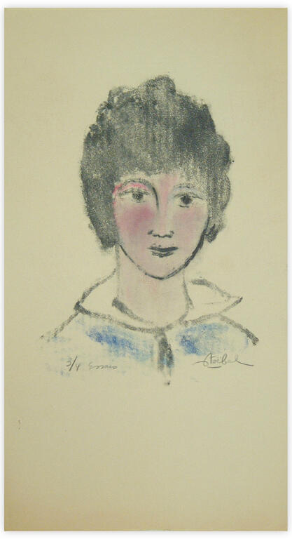 Catalogue raisonné, Edgar Stoëbel, monotype 3/4 - protrait de femme — 