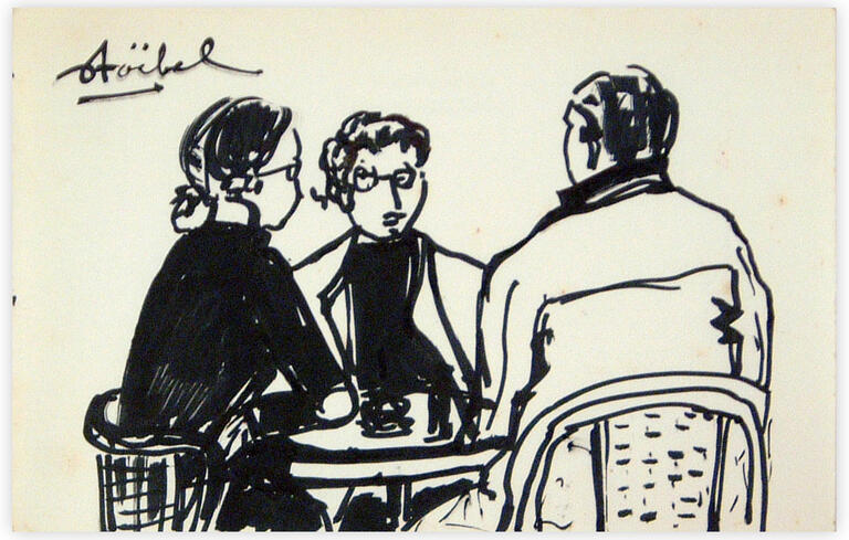 Catalogue raisonné, Edgar Stoëbel, personnages autour d'une table — 