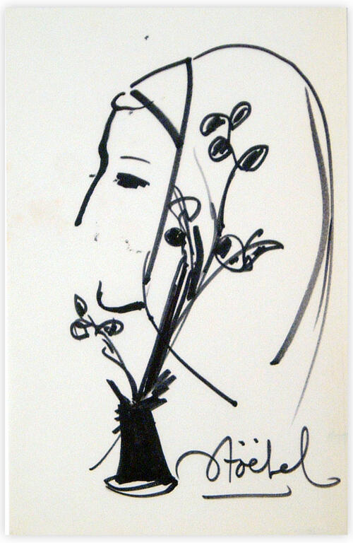 Catalogue raisonné, Edgar Stoëbel, vase fleur et femme — 