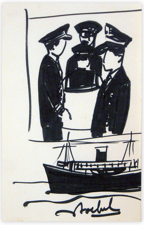 Catalogue raisonné, Edgar Stoëbel, scène d'officiers et paquebot — 