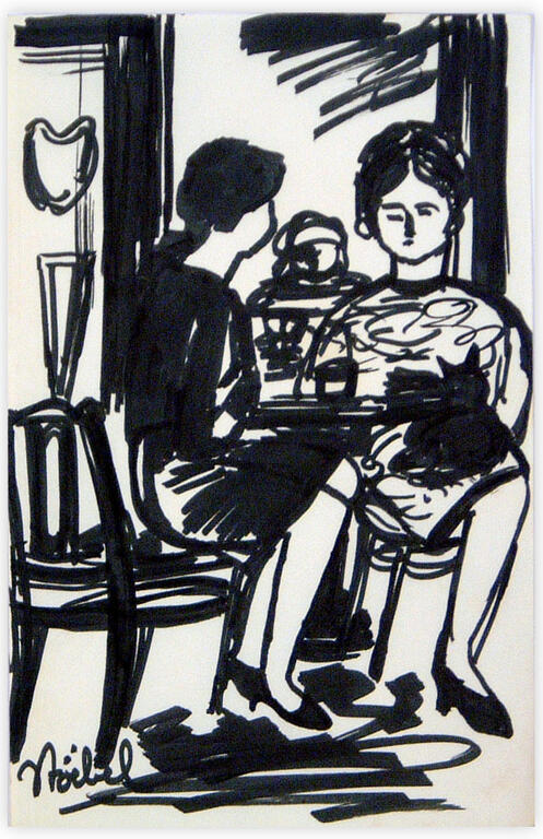 Catalogue raisonné, Edgar Stoëbel, femmes en terrasse — 