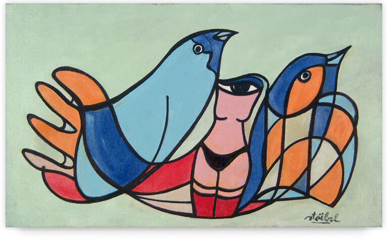 Catalogue raisonné, Edgar Stoëbel, compo à la femme et aux oiseaux / la main et l'œil