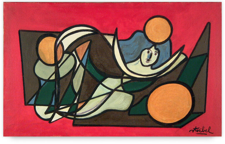 Catalogue raisonné, Edgar Stoëbel, compo à la femme (fond rouge)