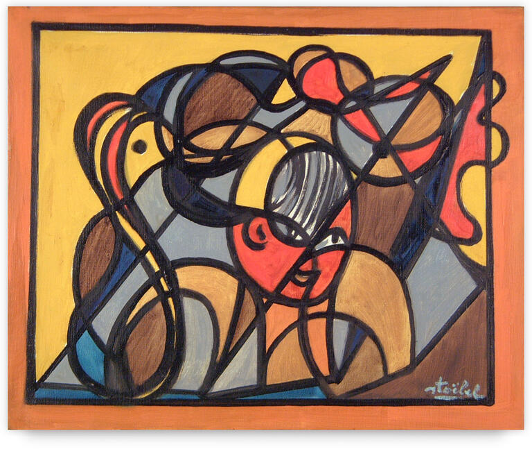 Catalogue raisonné, Edgar Stoëbel, l'oiseau jaune / compo à la tête et l'oiseau