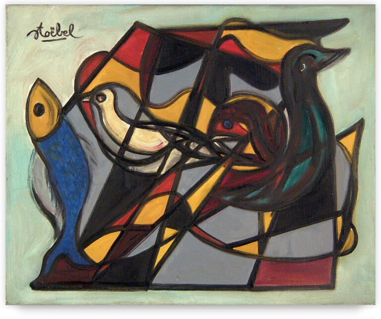 Catalogue raisonné, Edgar Stoëbel, compo oiseaux et poisson / retour de pêche