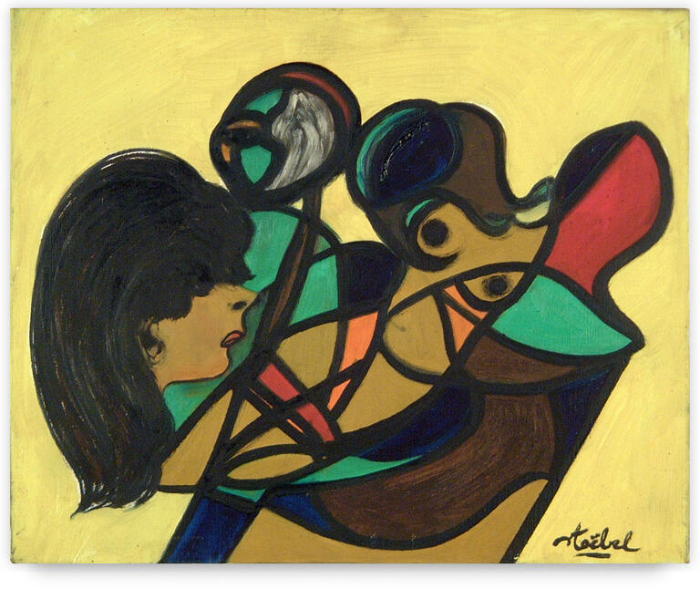 Catalogue raisonné, Edgar Stoëbel, compo femme sur fond jaune