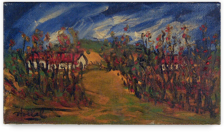 Catalogue raisonné, Edgar Stoëbel, paysage / landscape / campagne aux toits rouges