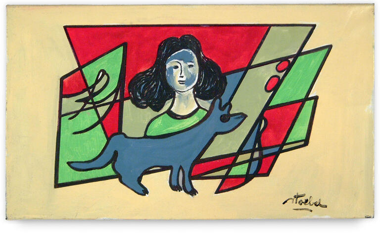 Catalogue raisonné, Edgar Stoëbel, compo femme à l'animal bleu