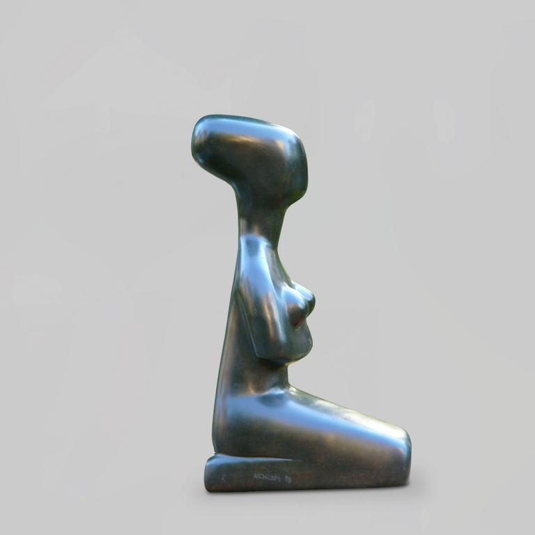 Achiam, Petite Femme Agenouillée (Bronze) - 1976