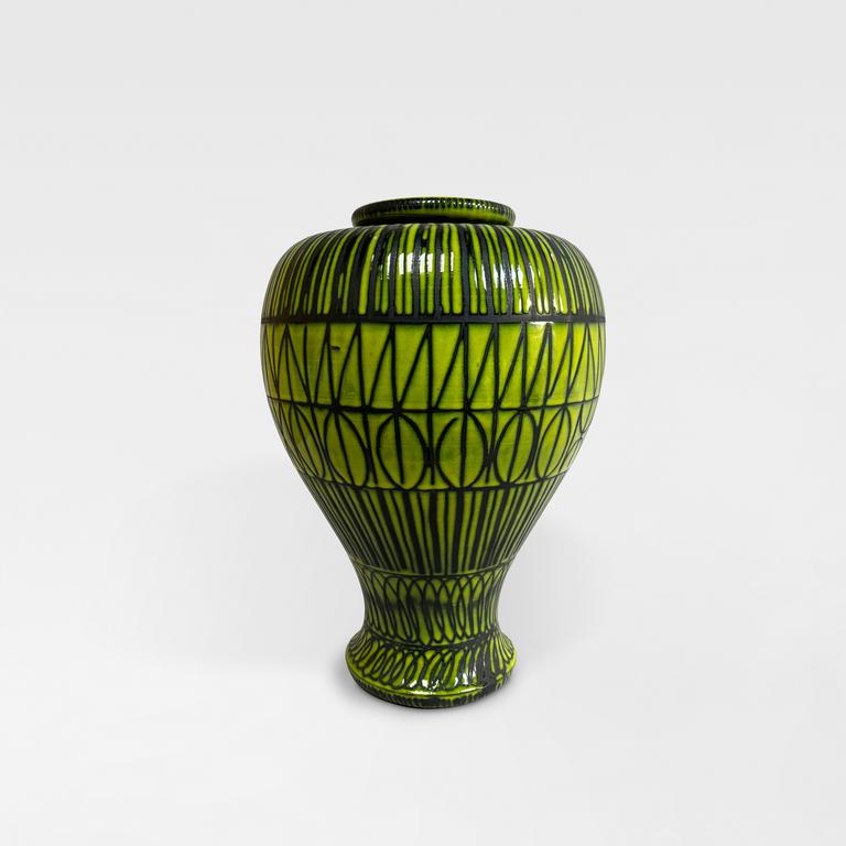 Catalogue raisonné, Pol Chambost, Grand vase balustre (jaune-vert. Modèle 891 — 1953