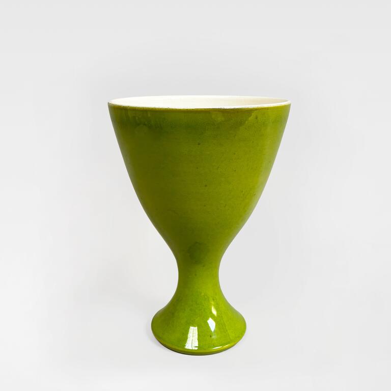 Catalogue raisonné, Pol Chambost, Vase sur pied douche (vert blanc). Modèle 1208 — 1960