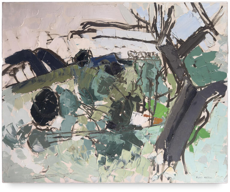 Catalogue raisonné, Michel Mousseau, paysage à l'arbre, circa 1960