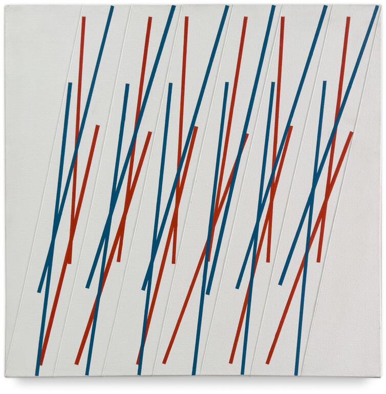 Catalogue raisonné, Henri Prosi, 6 GROUPES DE TRACÉS OBLIQUES — 1986