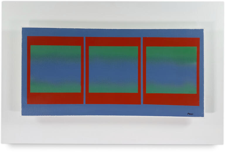 Catalogue raisonné, Henri Prosi, 3 rectangles sur ciel bleu — 1970