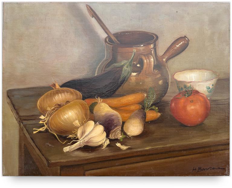 Nature morte 1951 huile sur toile Henri Baviera